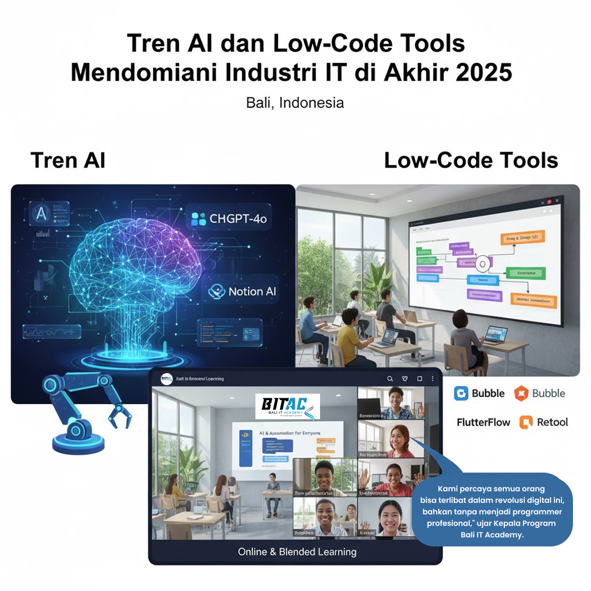 Perkembangan AI dan platform low-code membuka peluang besar di dunia IT